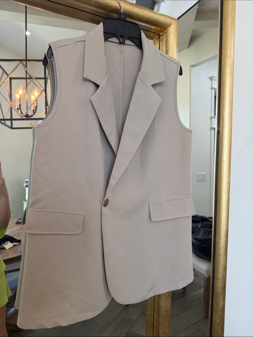 SHEIN Taupe Sleeveless Blazer Vest